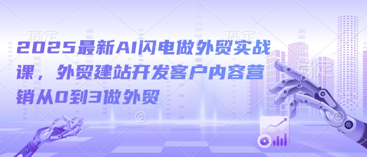 2025最新AI闪电做外贸实战课，外贸建站开发客户内容营销从0到3做外贸-pcp资源社