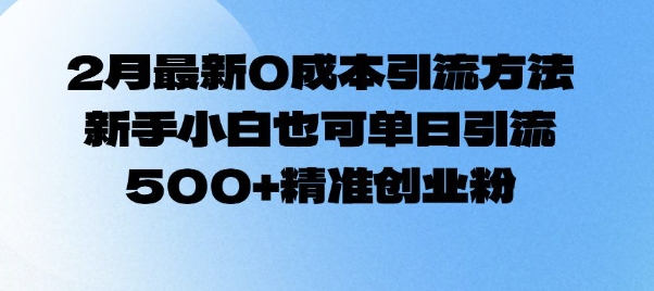 2月最新0成本引流方法，新手小白也可单日引流500+精准创业粉-pcp资源社