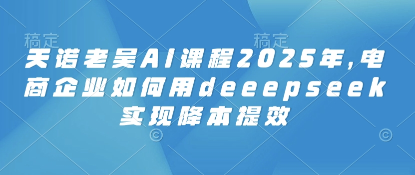 天诺老吴AI课程2025年，电商企业如何用deeepseek实现降本提效-pcp资源社