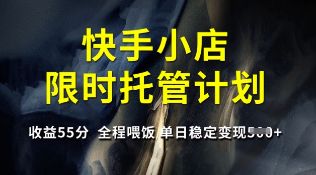 快手小店限时托管计划，收益55分，全程喂饭，单日稳定变现5张【揭秘】-pcp资源社