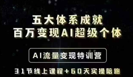 五大体系成就百万变现AI超级个体- AI流量变现特训营，一步一步教你一个人怎么年入百W-pcp资源社