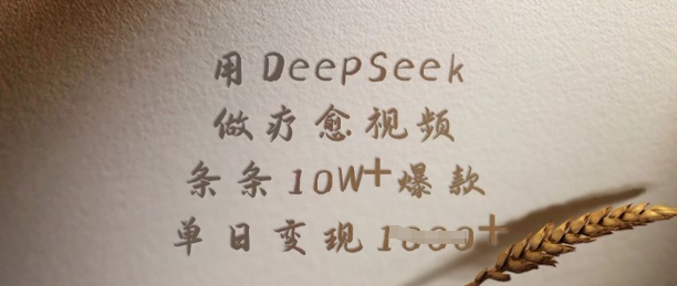 用DeepSeek做疗愈视频，条条10W+爆款，单日变现多张-pcp资源社