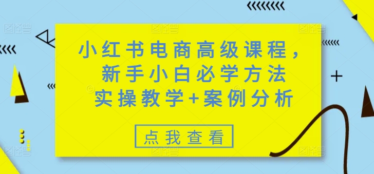 小红书电商高级课程，新手小白必学方法，实操教学+案例分析-pcp资源社