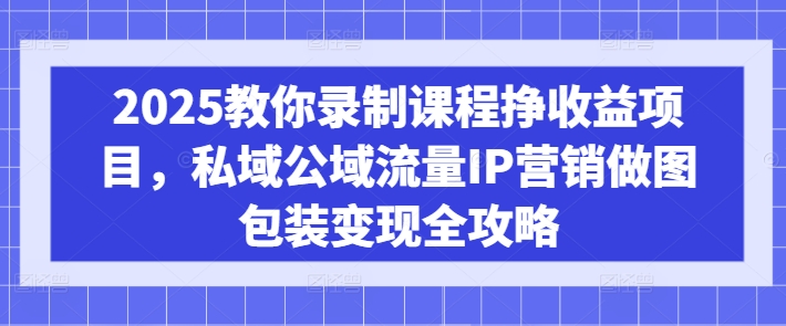 2025教你录制课程挣收益项目，私域公域流量IP营销做图包装变现全攻略-pcp资源社